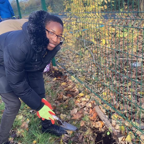 Planting trees at High Point Academy